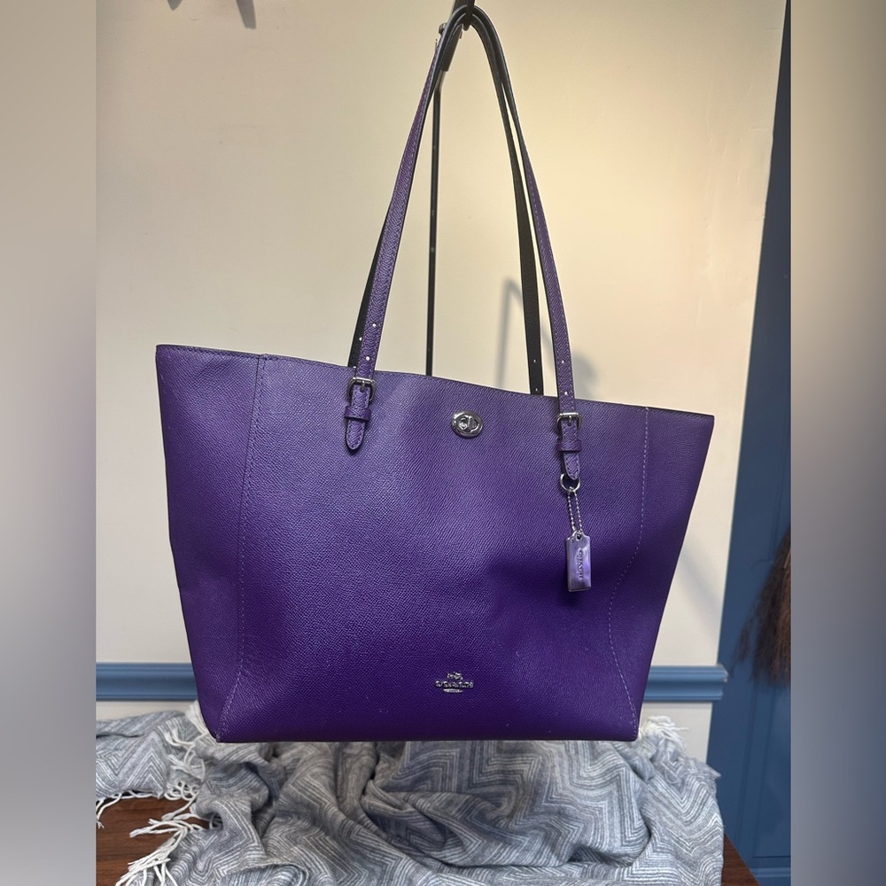 Coach Rich Purple Leather Tote